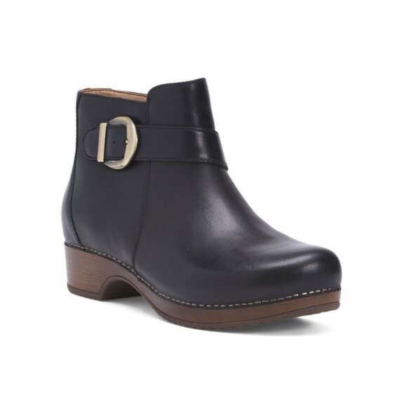 DANSKO Black Leather Brennan Side Buckle Booties - Picture 1 of 2